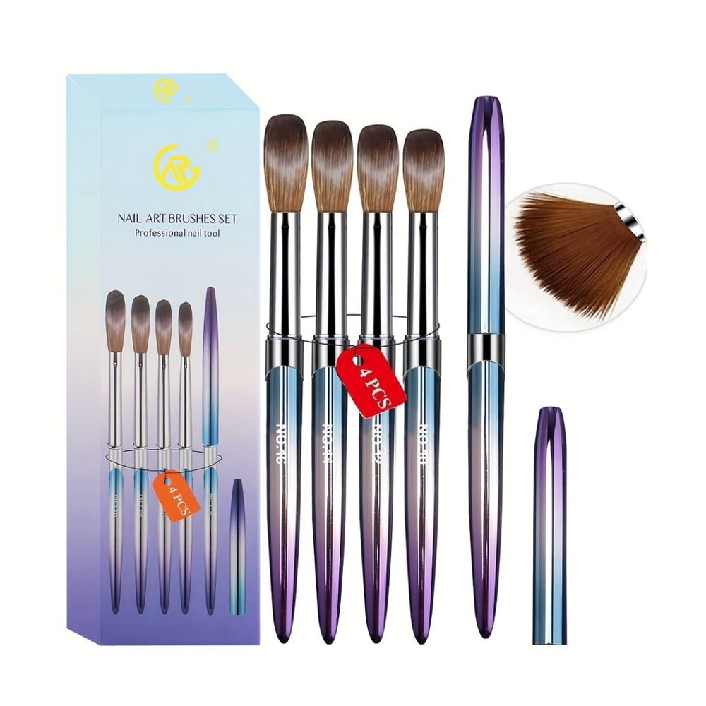 Nail Art Brushes Set Professional Nail Tool Set Of Four Acrylic Nail  Brushes